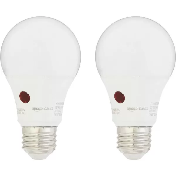 Amazon Basics 60W Equivalent Dusk to Dawn Sensor NonDimmable A19 LED Light Bulb Daylight White 2Pack2 Count Pack of 1 60 Watt Daylight