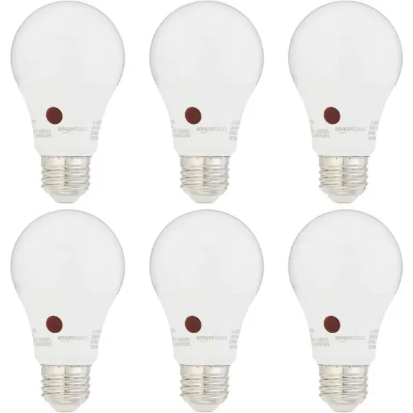 Amazon Basics 60W Equivalent Dusk to Dawn Sensor NonDimmable A19 LED Light Bulb Daylight White 2Pack6 Count Pack of 1 60 Watt Daylight