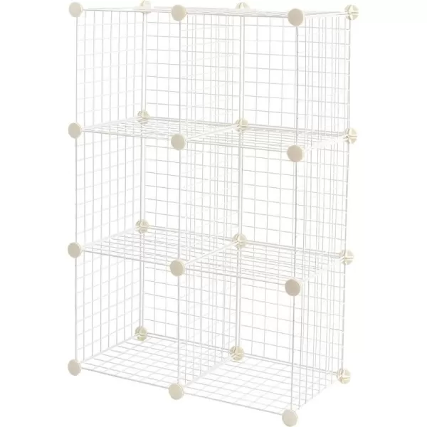 Amazon Basics 6Cube Wire Grid Stackable Storage Shelves 12 x 12Inches Black 126D x 26W x 38H6Cube White