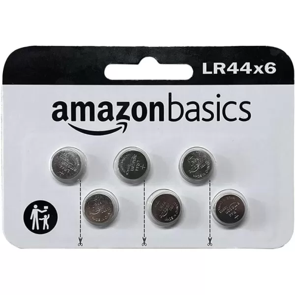 Amazon Basics 6Pack LR44 Alkaline Button Coin Cell Battery 15 Volt Long Lasting Power MercuryFree6 Count Pack of 1