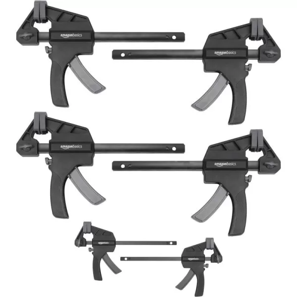Amazon Basics 6Piece Trigger Clamp Set 2 Pack of 4Inch 4 Pack of 6Inch Black Grey6Piece Clamp Set