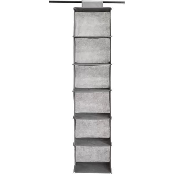 Amazon Basics 6Tier Hanging Shelf Closet Storage Organizer with Removable Drawers Grey 69D x 136W x 122HStandard