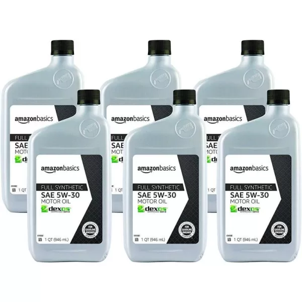Amazon Basics 6pack of Full Synthetic Motor Oil SN Plus dexos1Gen2 5W30 1 QuartAmazon Basics 6pack of Full Synthetic Motor Oil SN Plus dexos1Gen2 5W30 1 Quart