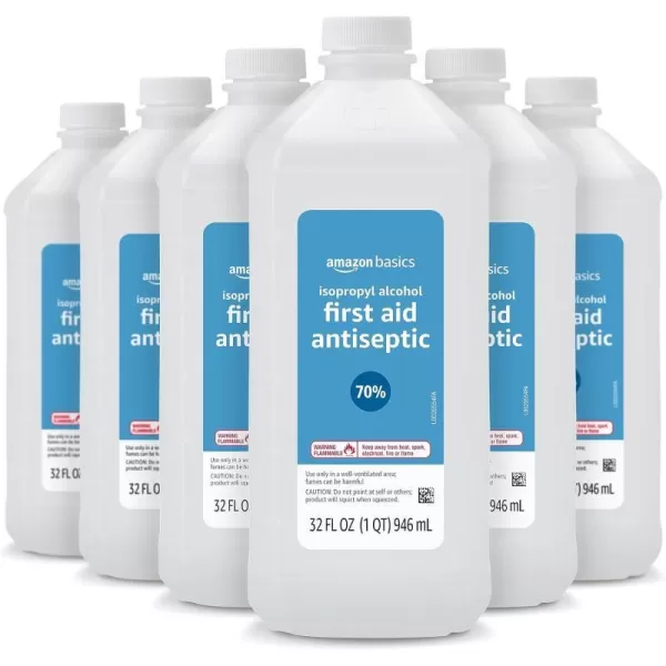 Amazon Basics 70 Isopropyl Alcohol First Aid Antiseptic for Treatment of Minor Cuts and Scrapes Unscented 32 Fl Oz Pack of 6 Previously Solimo32 Fl Oz Pack of 6