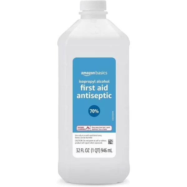 Amazon Basics 70 Isopropyl Alcohol First Aid Antiseptic for Treatment of Minor Cuts and Scrapes Unscented 32 Fl Oz Pack of 6 Previously Solimo32 Fl Oz Pack of 1