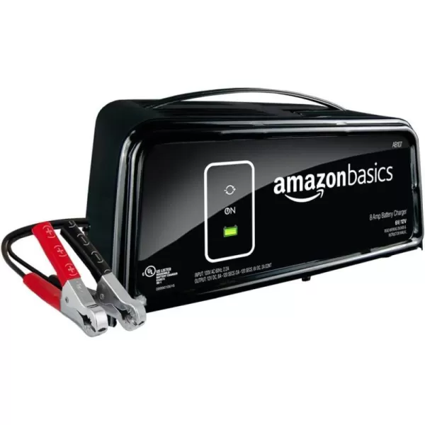 Amazon Basics 8 Amp Battery Charger for 6V and 12V Batteries with Auto Start and Reverse Protection82A