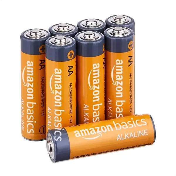 Amazon Basics 8Pack AA Alkaline Batteries 15 Volt LongLasting Power8 Count Pack of 1