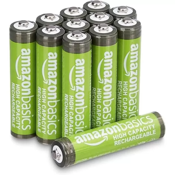 Amazon Basics 8Pack Rechargeable AAA NiMH HighCapacity Batteries 850 mAh Recharge up to 500x Times PreCharged12 Count Pack of 1