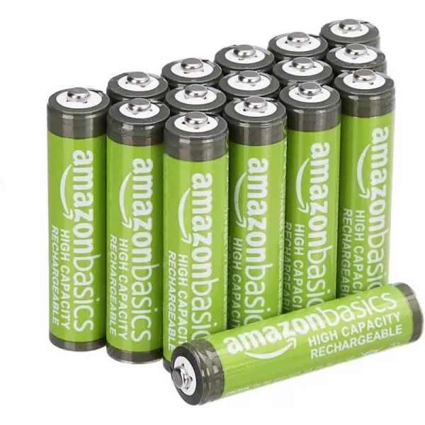 Amazon Basics 8Pack Rechargeable AAA NiMH HighCapacity Batteries 850 mAh Recharge up to 500x Times PreCharged16 Count Pack of 1