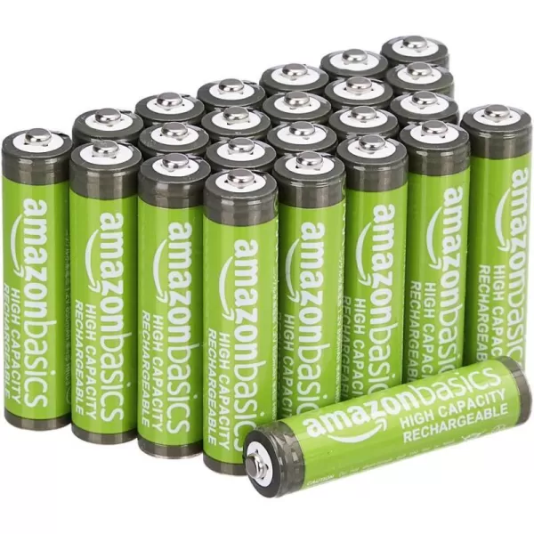 Amazon Basics 8Pack Rechargeable AAA NiMH HighCapacity Batteries 850 mAh Recharge up to 500x Times PreCharged24 Count Pack of 1