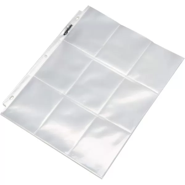 Amazon Basics 9 Sleeve Card Protectors Binder Sheet 100 Pack Clear100  Pack