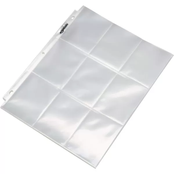 Amazon Basics 9 Sleeve Card Protectors Binder Sheet 100 Pack Clear25  Pack