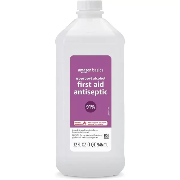 Amazon Basics 91 Isopropyl Alcohol First Aid Antiseptic Liquid Unflavored 32 Fl Oz Pack of 6 Previously Solimo32 Fl Oz Pack of 1