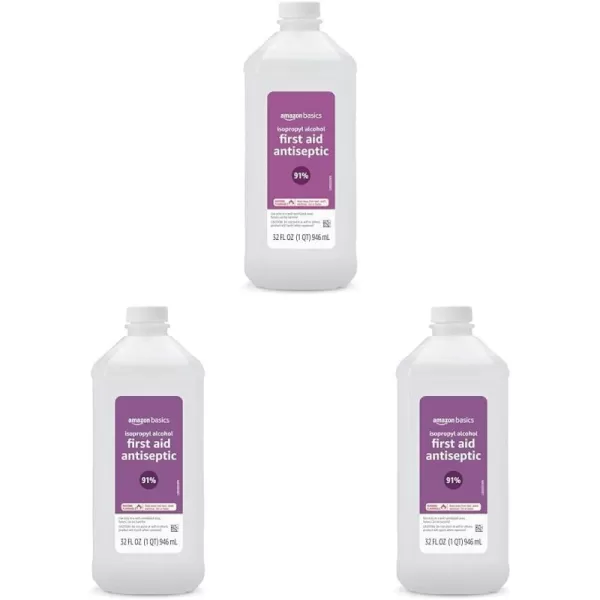 Amazon Basics 91 Isopropyl Alcohol First Aid Antiseptic Liquid Unflavored 32 Fl Oz Pack of 6 Previously Solimo32 Fl Oz Pack of 3