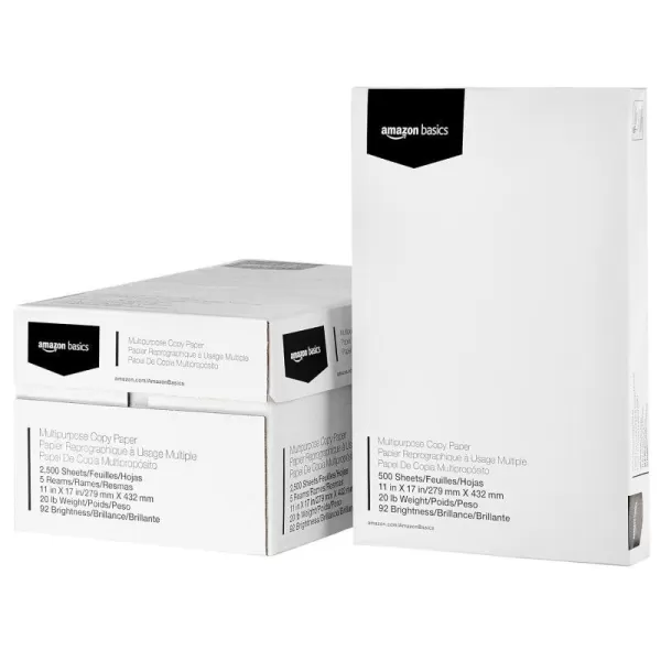 Amazon Basics 92 Bright Multipurpose Copy Paper 11 x 17 Inches Pack of 5 2500 Count WhiteAmazon Basics 92 Bright Multipurpose Copy Paper 11 x 17 Inches Pack of 5 2500 Count White