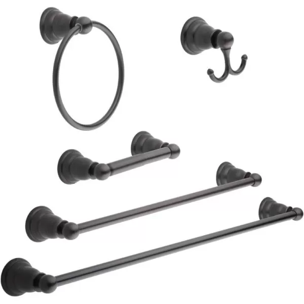 Amazon Basics ABBR817SN Bathroom Hardware Set Variety Pack 5 Piece Satin NickelOil Rubbed Bronze 5 Piece Classic