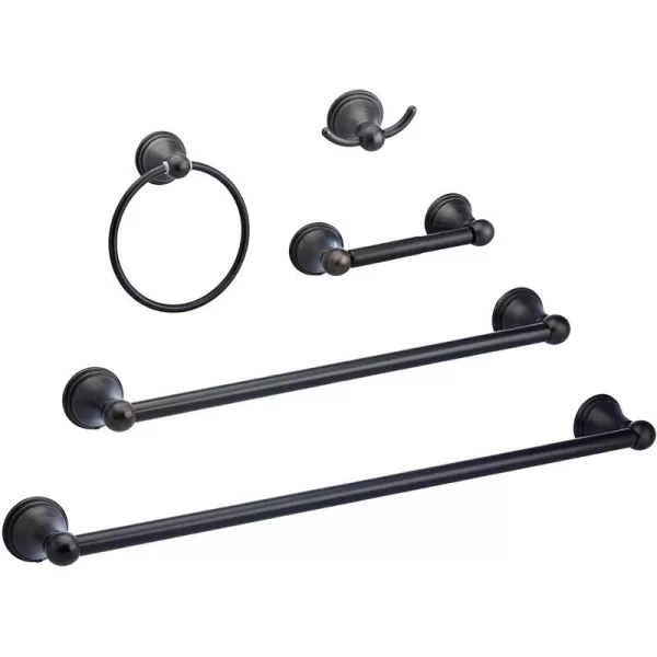 Amazon Basics ABBR817SN Bathroom Hardware Set Variety Pack 5 Piece Satin NickelOil Rubbed Bronze 5 Piece Modern