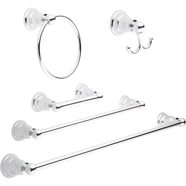 Amazon Basics ABBR817SN Bathroom Hardware Set Variety Pack 5 Piece Satin NickelPolished Chrome 5 Piece Classic