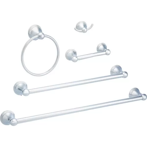 Amazon Basics ABBR817SN Bathroom Hardware Set Variety Pack 5 Piece Satin NickelPolished Chrome 5 Piece Modern