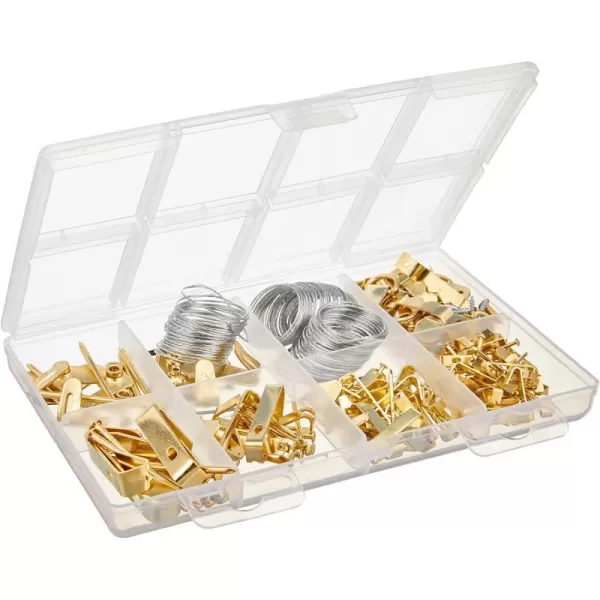 Amazon Basics ABSK101 Picture Hanging Assortment Kit Brass 220Piece Set Selling Unit Dimension Gold PlatedPicture Hanging