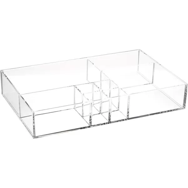 Amazon Basics Acrylic 6Compartment Tall Durable Makeup Jewelry Accessories Storage Organizer Tray8Compartment