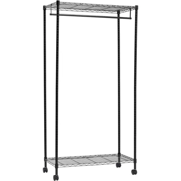 Amazon Basics Adjustable Double Hanging Rod Garment Rolling Closet Organizer Rack Black 36 x 14 x 72Black Single Rod