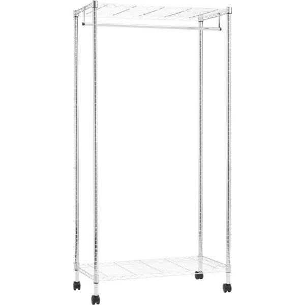 Amazon Basics Adjustable Double Hanging Rod Garment Rolling Closet Organizer Rack Black 36 x 14 x 72Chrome Single Rod