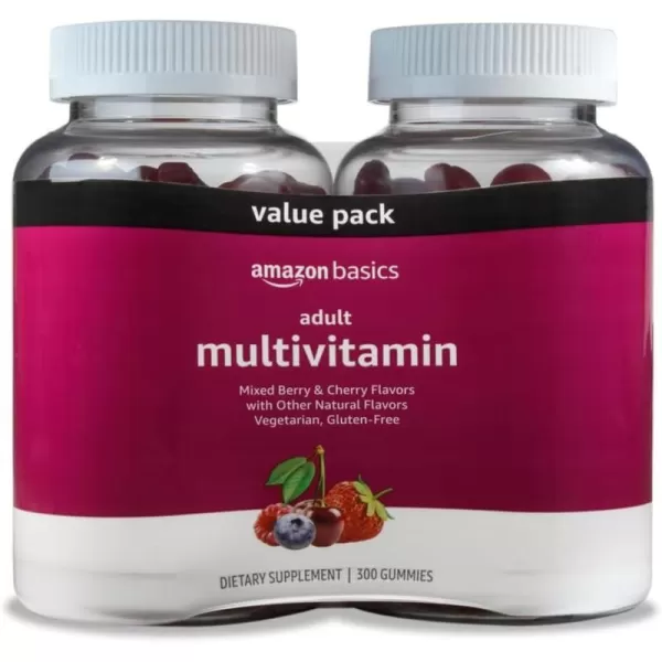 Amazon Basics Adult Multivitamin 300 Gummies 150Day Supply 150 Count Pack of 2 Previously Solimo150 Count Pack of 2