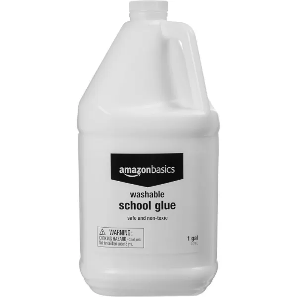 Amazon Basics All Purpose Washable School White Liquid Glue  Great for Making Slime 1 Gallon BottleSingle Pack  1 Gallon