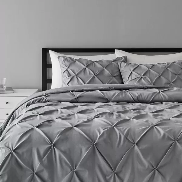 Amazon Basics AllSeason DownAlternative 3 Piece Comforter Bedding Set FullQueen Bright White PinchPleat With Piped EdgesDark Grey King