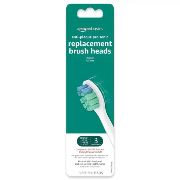 Amazon Basics AntiPlaque Pro Sonic Rechargeable Toothbrush with Charger White Previously Solimo3 replacement brush heads