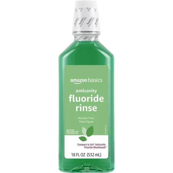 Amazon Basics Anticavity Fluoride Rinse Alcohol Free Mint 18 Fluid Ounces 1Pack Previously Solimo18 Fl Oz Pack of 1