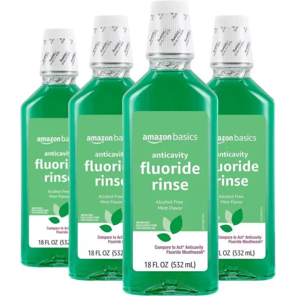 Amazon Basics Anticavity Fluoride Rinse Alcohol Free Mint 18 Fluid Ounces 1Pack Previously Solimo1800 Fl Oz Pack of 4
