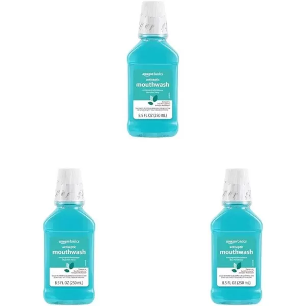 Amazon Basics Antiseptic Mouthwash Blue Mint 15 Liters 507 Fluid Ounces 1Pack Previously Solimo85 Fl Oz Pack of 3