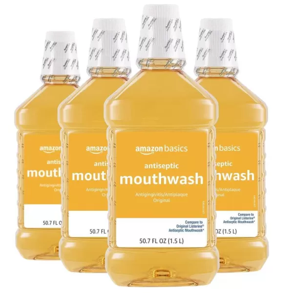 Amazon Basics Antiseptic Mouthwash Original Flavor 15 Liters 507 Fluid Ounces 4Pack Previously Solimo5070 Fl Oz Pack of 4