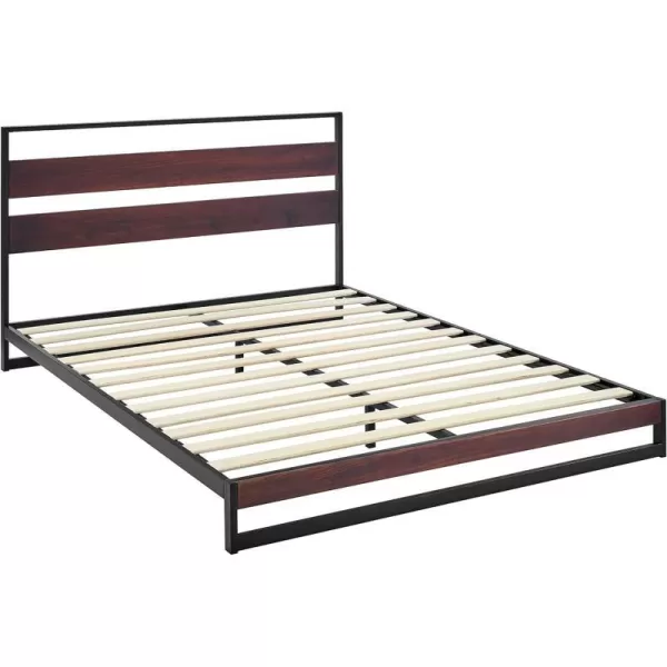 Amazon Basics Arielle Metal and Wood Platform Bed with Headboard  Wood Slat Support TwinFull Aurora