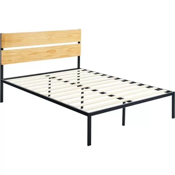 Amazon Basics Arielle Metal and Wood Platform Bed with Headboard  Wood Slat Support TwinTwin Arielle