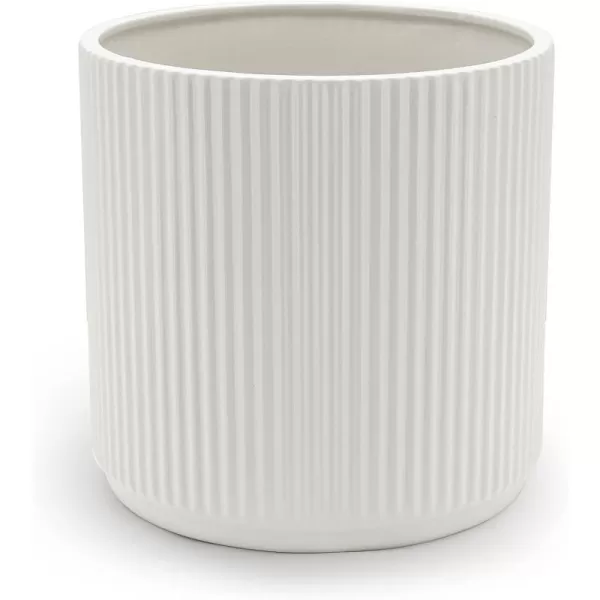 Amazon Basics Assorted Sizes Fluted Ceramic Round Planters Set of 3 Black 6Inch 8Inch 10Inch10Inch White