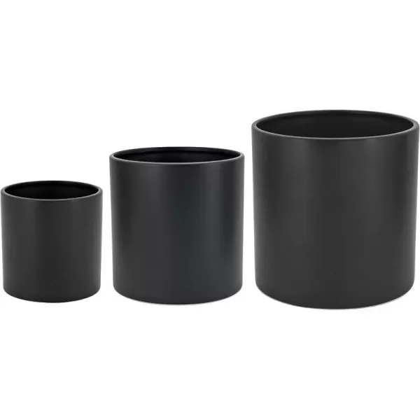 Amazon Basics Assorted Sizes Smooth Ceramic Round Planters Set of 3 Black 6Inch 8Inch 10InchBlack