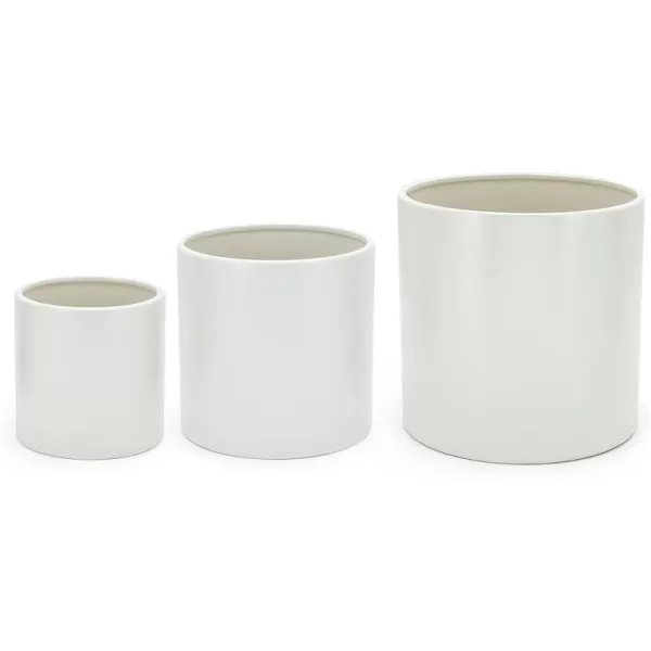 Amazon Basics Assorted Sizes Smooth Ceramic Round Planters Set of 3 Black 6Inch 8Inch 10InchWhite