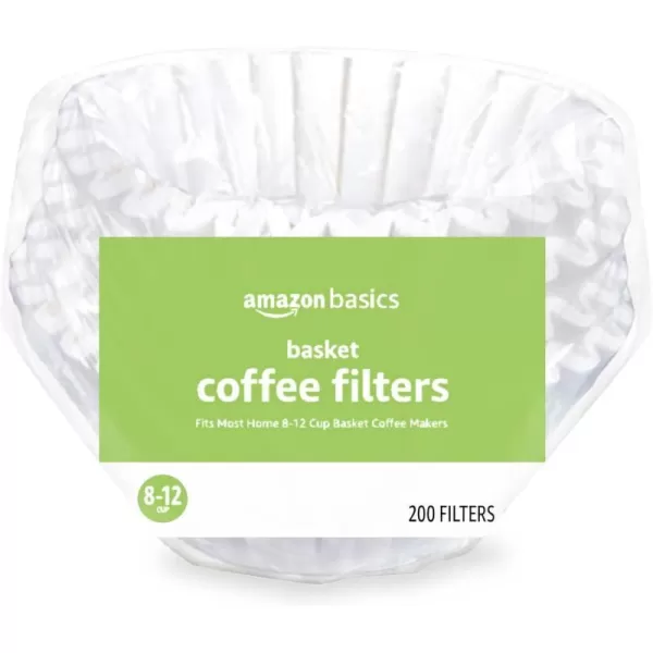 Amazon Basics Basket Coffee Filters for 812 Cup Coffee Makers White 200 CountAmazon Basics Basket Coffee Filters for 812 Cup Coffee Makers White 200 Count