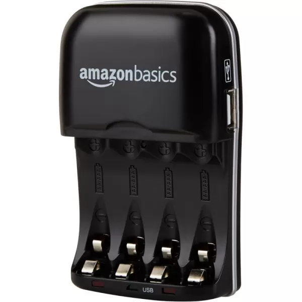 Amazon Basics Battery Charger for AA amp AAA NickelMetal Hydride batteries NiMH With USB Port BlackAmazon Basics Battery Charger for AA amp AAA NickelMetal Hydride batteries NiMH With USB Port Black