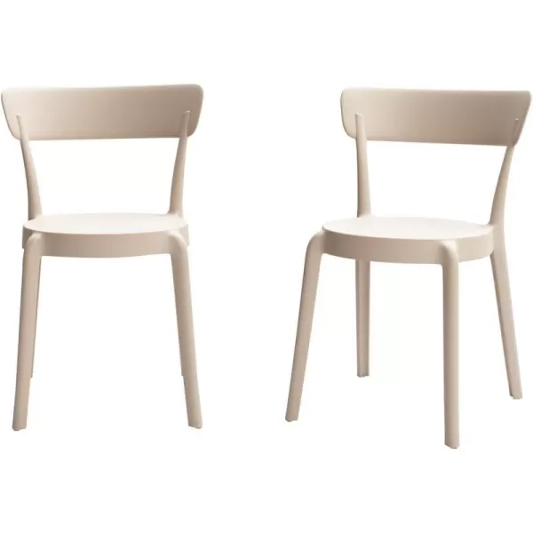 Amazon Basics Beige Armless Bistro Dining ChairSet of 2 Premium PlasticBeige Dining Chair