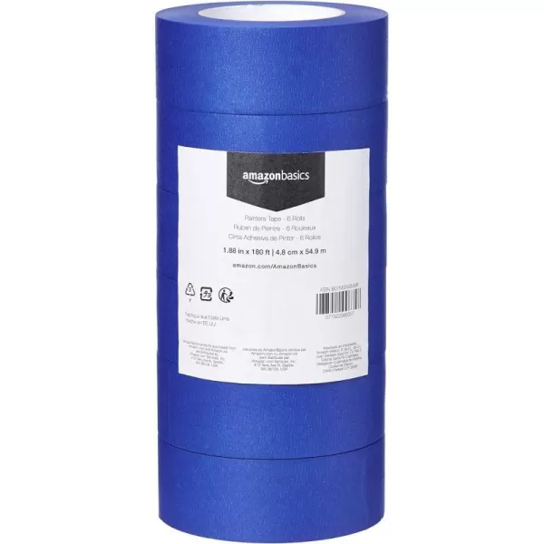 Amazon Basics Blue Painters Tape 188 x 180 Set of 6 Rolls188 x 180