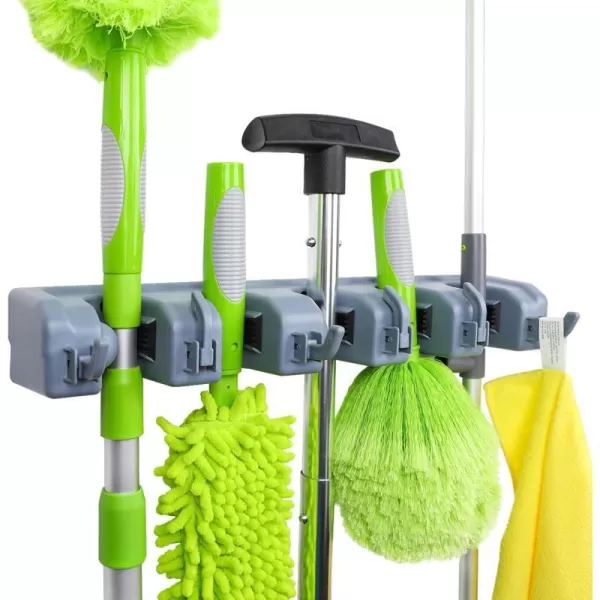 Amazon Basics Broom Holder Wall Mount and Garden Tool Organizer 6 Hook Gray 244 x 1594 x 334inchAmazon Basics Broom Holder Wall Mount and Garden Tool Organizer 6 Hook Gray 244 x 1594 x 334inch