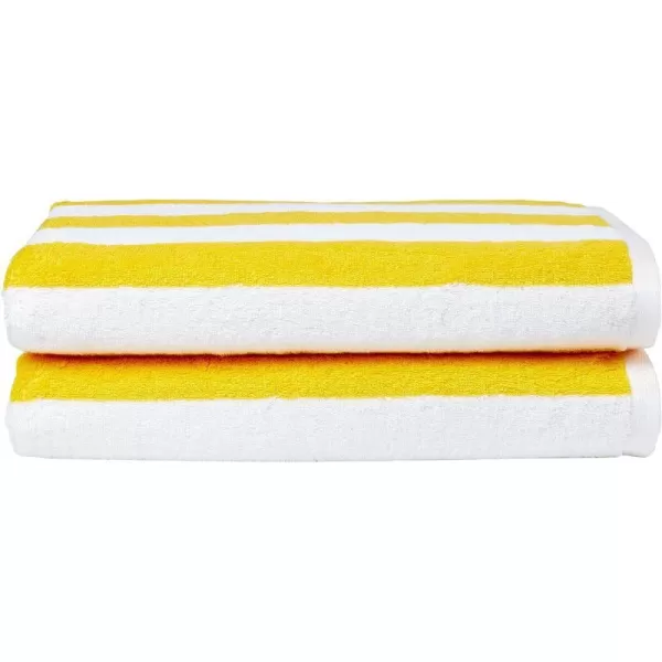 Amazon Basics Cabana Stripe Beach Towel Pack of 2 Yellow 60 x 30Yellow Pack of 2