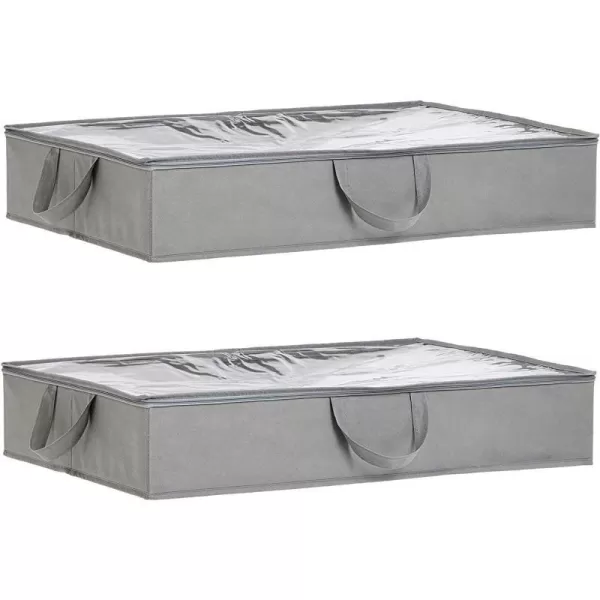 Amazon Basics Canvas Closet Storage Bag with Window and Handles  236 x 177 x 113 Inches Gray302 x 20 x 57 Flat Loop Handles Underbed  2 Pack