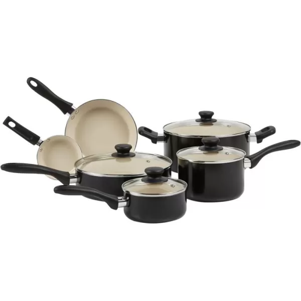 Amazon Basics Ceramic Nonstick Pots and Pans 11 Piece Cookware Set made without PFOA amp PTFE BlackCreamAmazon Basics Ceramic Nonstick Pots and Pans 11 Piece Cookware Set made without PFOA amp PTFE BlackCream