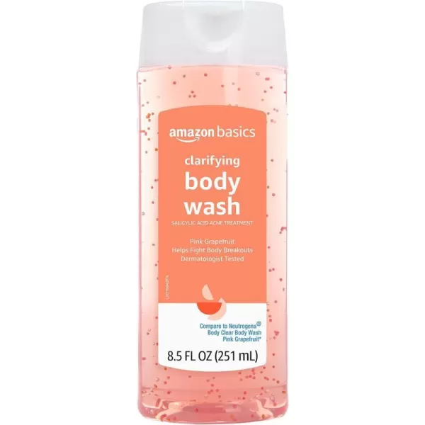 Amazon Basics Clarifying Pink Grapefruit Body Wash 2 Salicylic Acid Acne Treatment Dermatologist Tested 85 Fluid Ounces Pack of 1850 Fl Oz Pack of 1