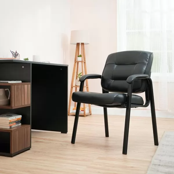 Amazon Basics Classic Faux Leather Office Desk Guest Chair with Metal Frame Black 274D x 236W x 358H inAmazon Basics Classic Faux Leather Office Desk Guest Chair with Metal Frame Black 274D x 236W x 358H in